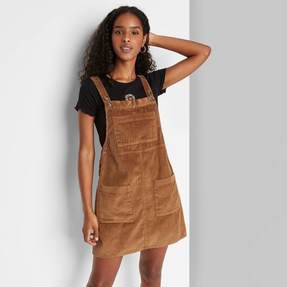 NWT Wild Fable Brown Corduroy Overall Dress